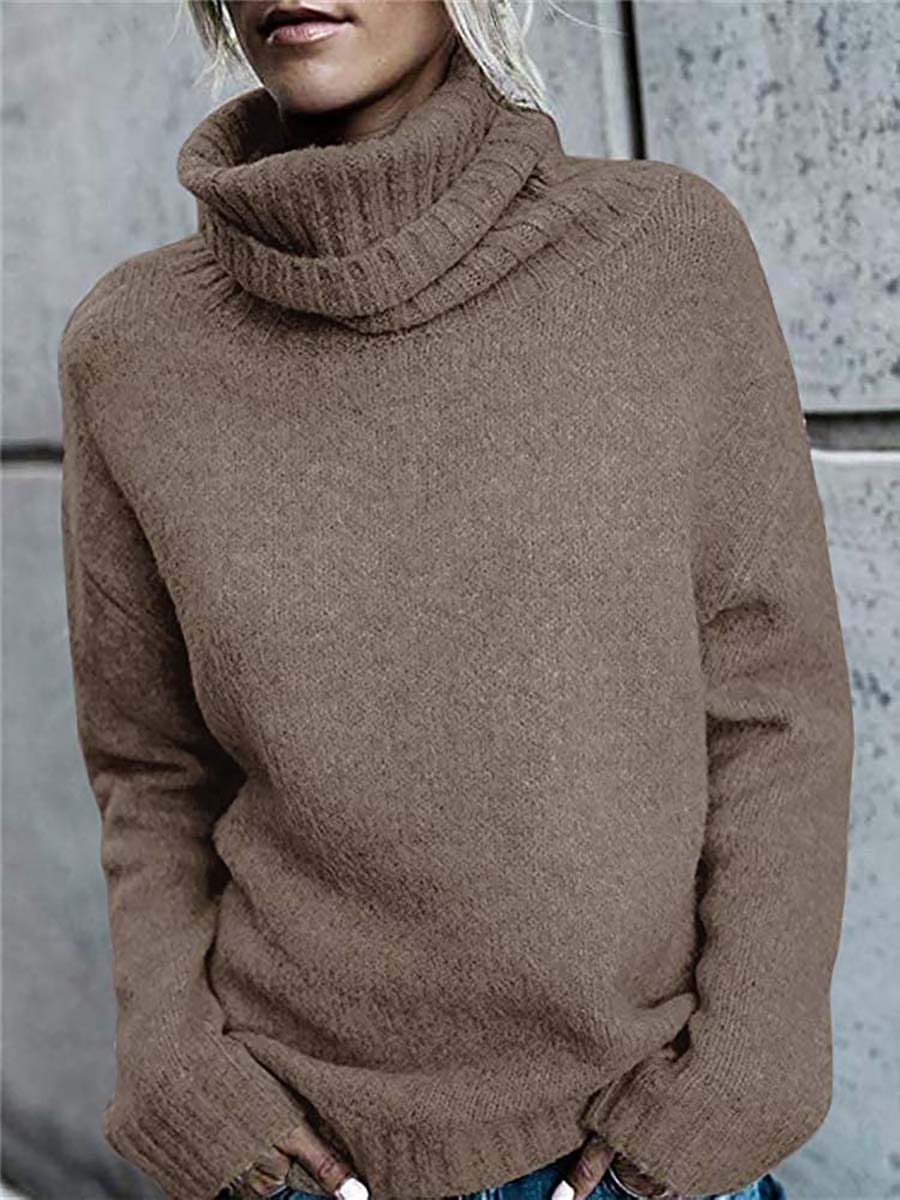 Stunncal Solid Color Turtleneck Long Sleeve Sweater(6 colors)