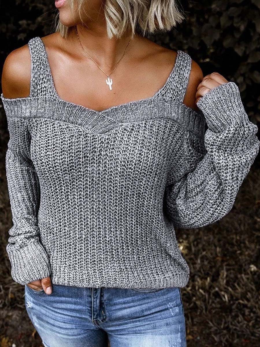 Stunncal off-Shoulder Knitted Sweater
