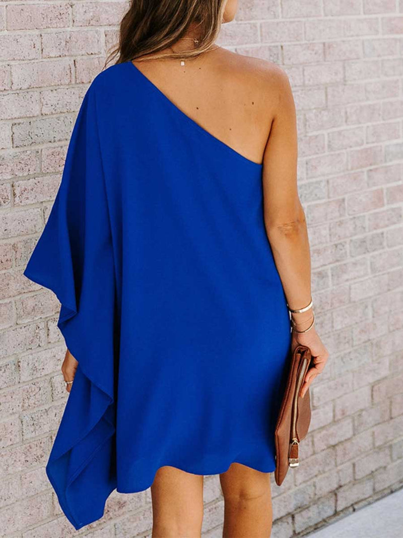 Stunncal Loose One-shoulder Diagonal Dress(8 colors)