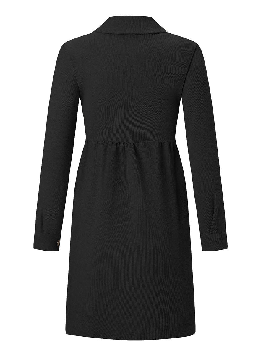 Stunncal Single-Breasted Long-Sleeved Dress(4 colors)