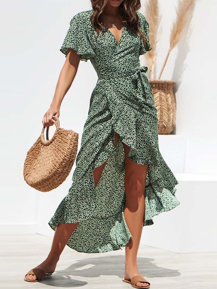 Stunncal Irregular Chiffon Print Dress