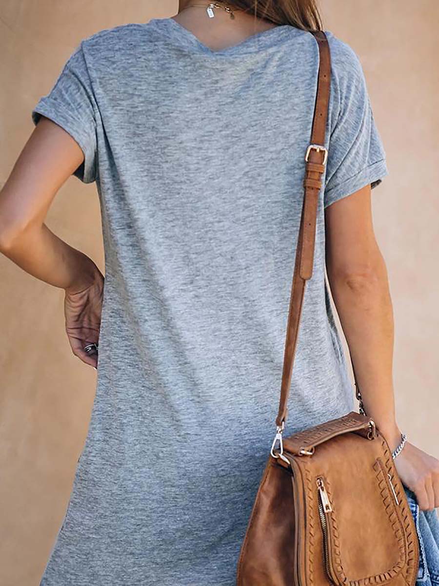 Stunncal Casual Deep V-neck T-shirt Dress