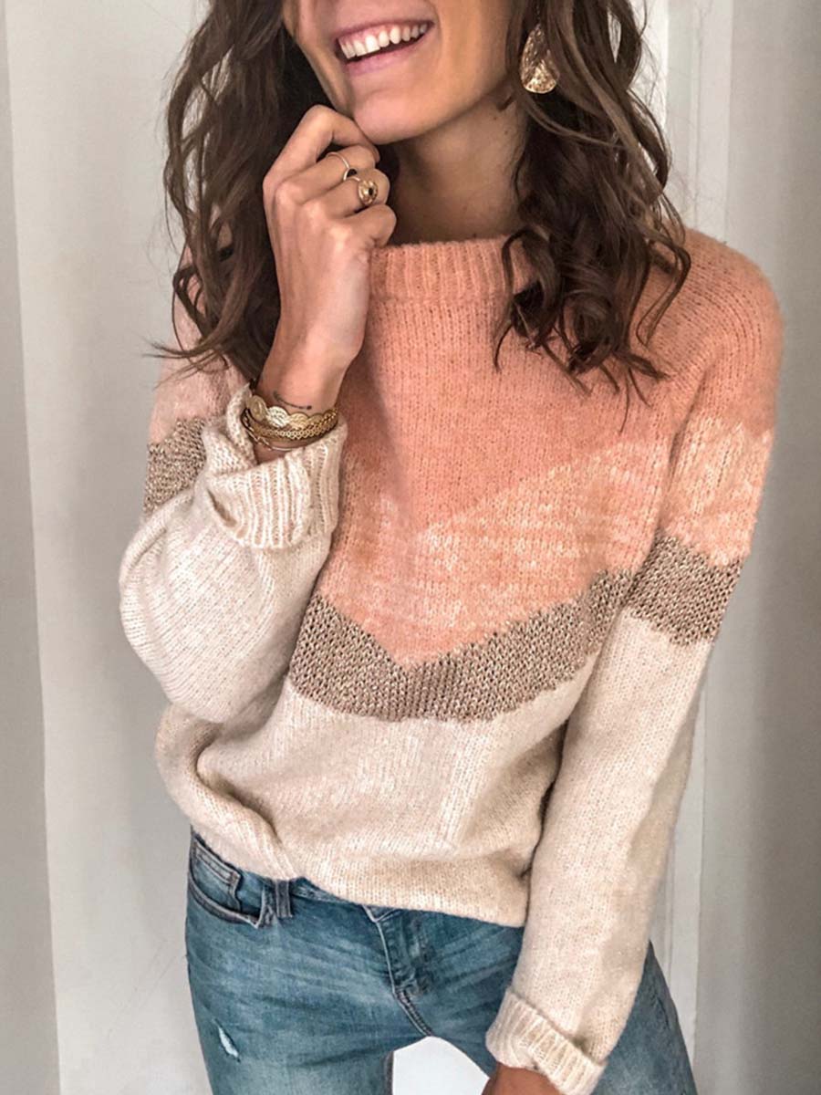 Stunncal Casual Multicolor Stitching Sweater