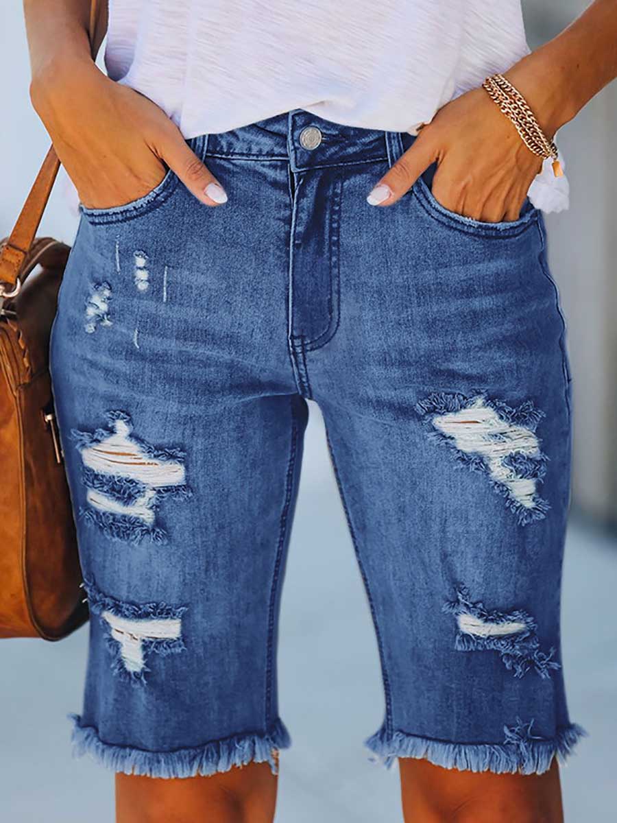 Stunncal Torn Fringe Denim Pants