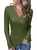 Stunncal Button Slim Sexy Long-Sleeved T-Shirt(6 colors)