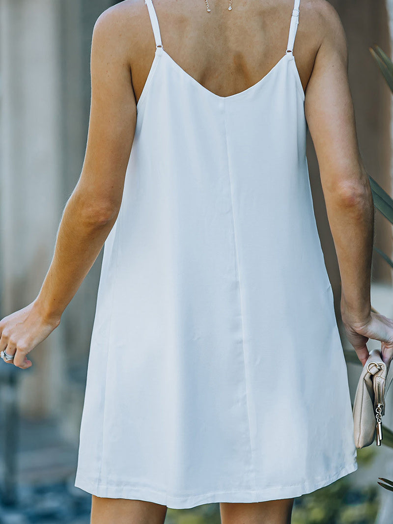 Stunncal V-Neck Single-Breasted Sleeveless Dress(7 colors)