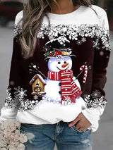 Stunncal Christmas snowman print loose sweater(8 colors)