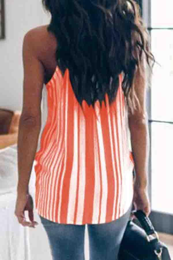 Stunncal Sleeveless Striped Spaghetti Strap Casual Wear Vest
