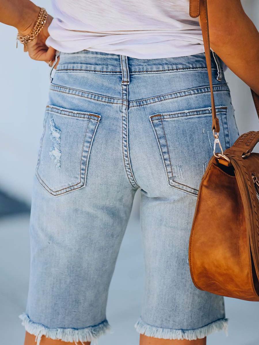 Stunncal Torn Fringe Denim Pants