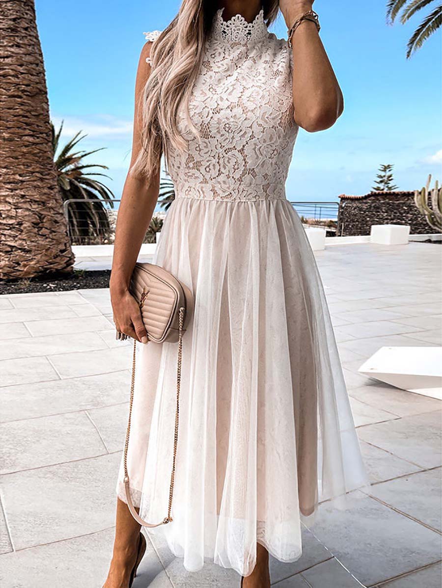 Stunncal Sweet Lace Midi Dress