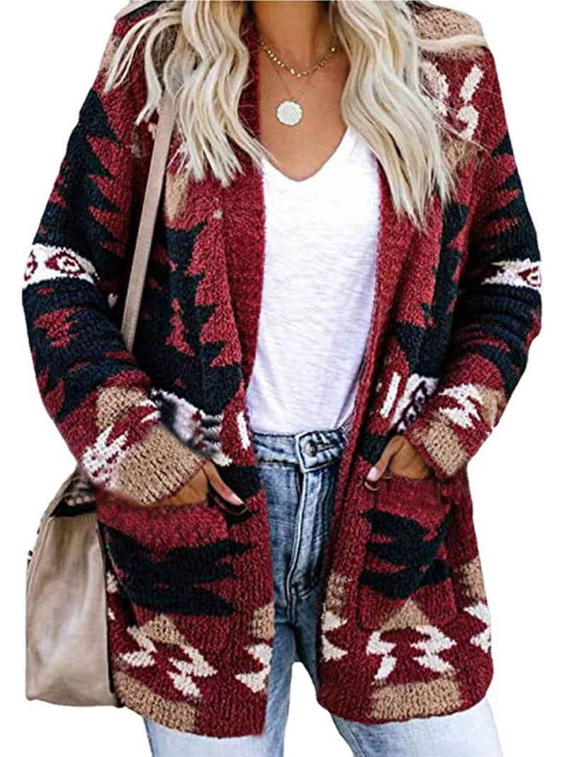 Stunncal Casual Work Print Printing V Neck Cardigans(6 Colors)