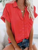 Stunncal Short-Sleeved Solid Color Tops (4 colors)