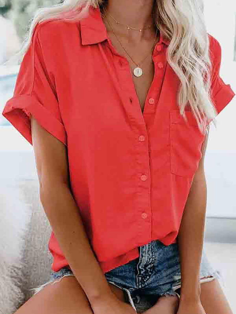 Stunncal Short-Sleeved Solid Color Tops (4 colors)