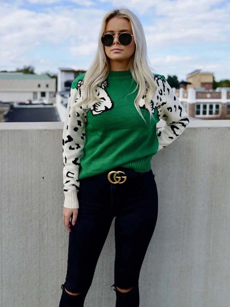 Stunncal Snow Leopard Knit Sweater