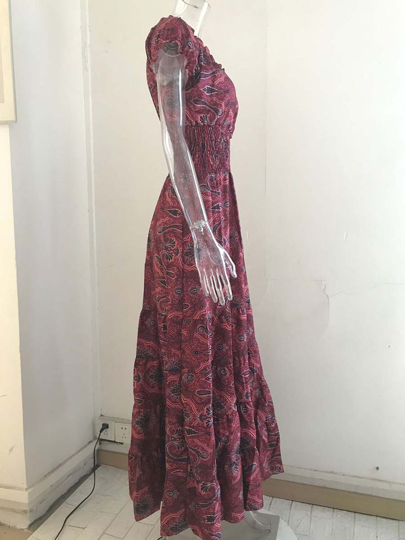 Waist-Skimming Printed Maxi Dress(6 colors)
