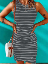 Stunncal Striped Round Neck Dress(8 Colors)