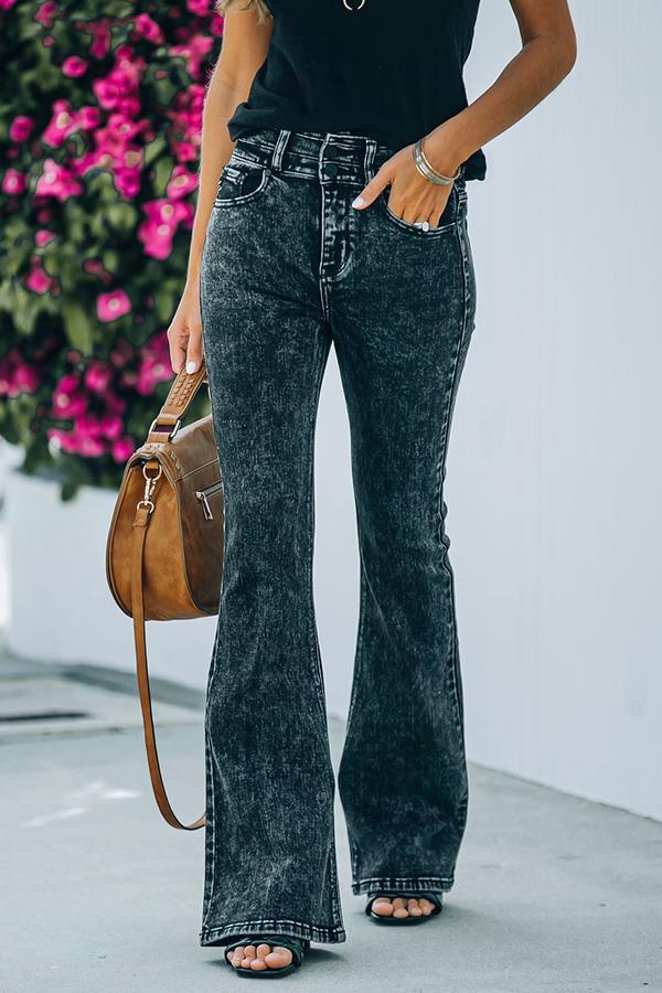 Stunncal Veera High Rise Acid Wash Flare Denim