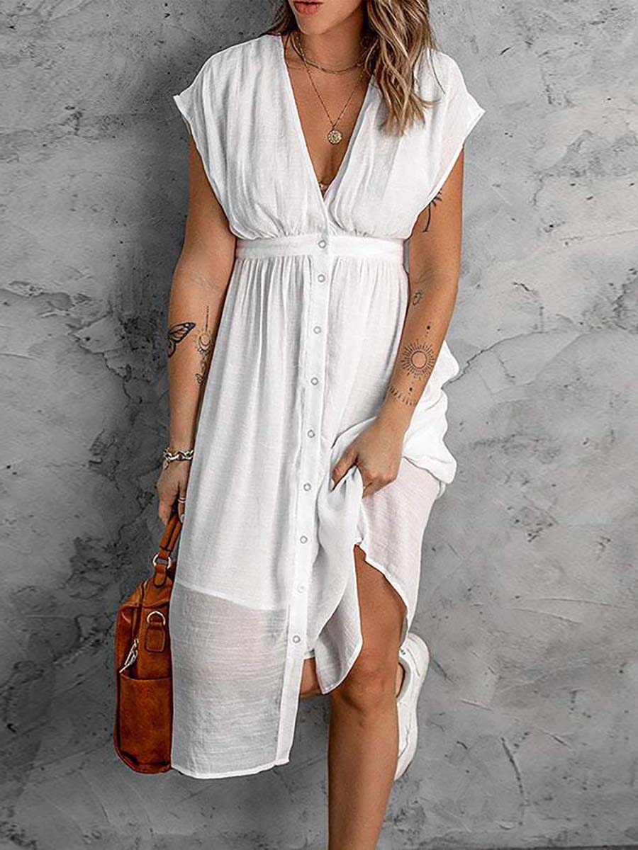 Stunncal Bubbles At Brunch Button Up Midi Dress