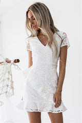Stunncal Short Sleeve White Dress