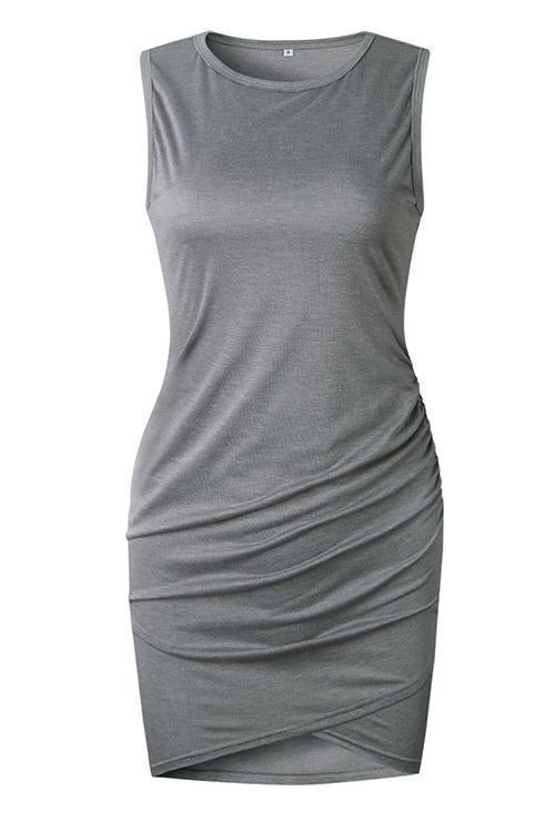 Stunncal Asymmetry Ruched Sheath Mini Dress（7 colors）
