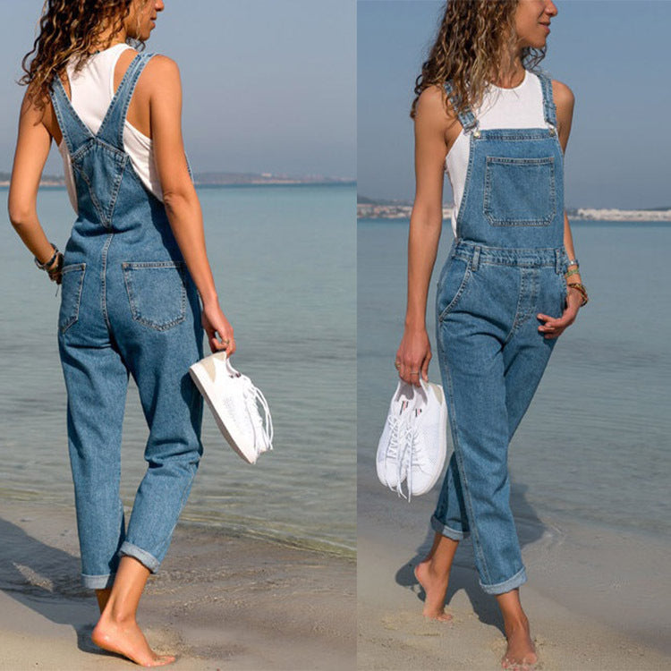 Stunncal Plain Denim Jumpsuit