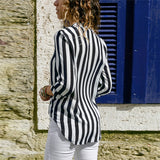 Stunncal V-Neck Striped Long-Sleeved Shirt