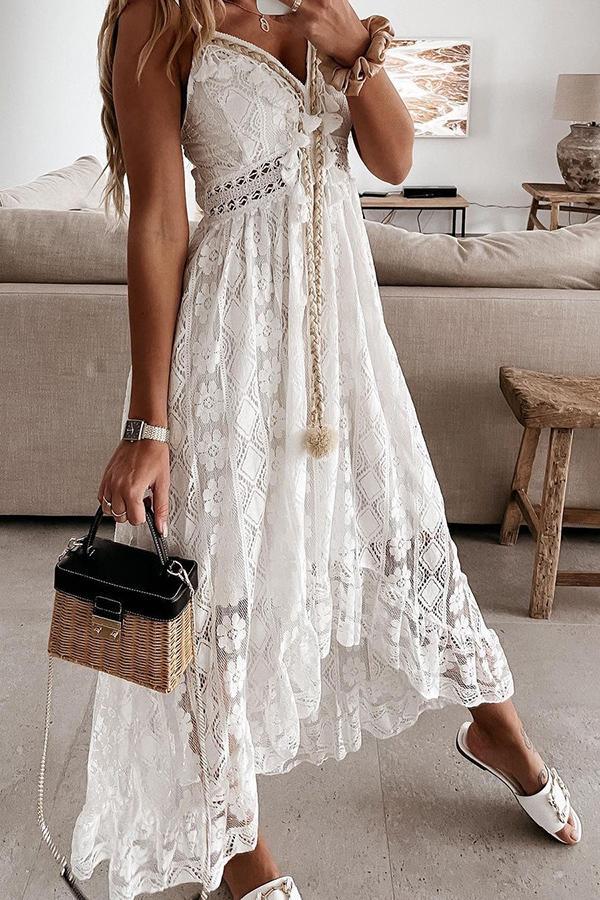 Stunncal Crochet Fringe Lace Dress