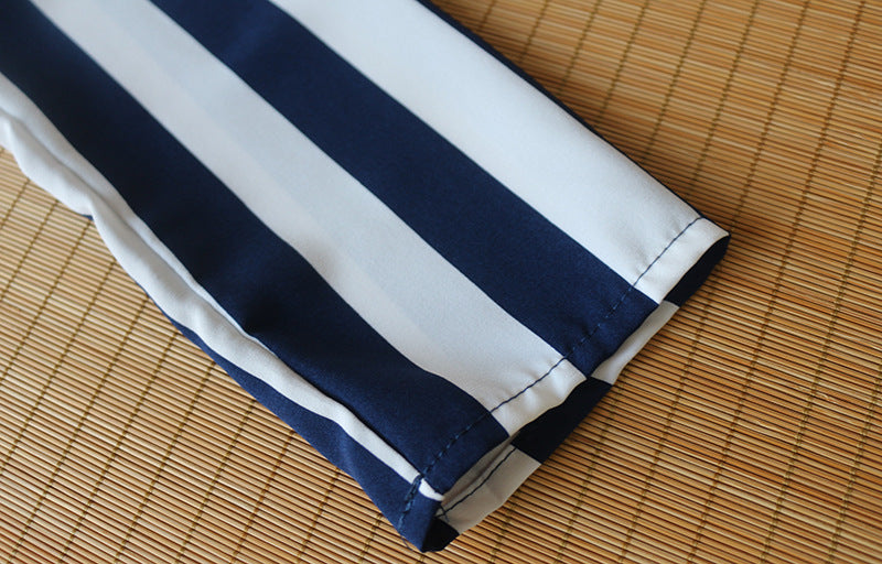 Stunncal V-Neck Striped Long-Sleeved Shirt