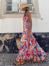 Stunncal Printed Halter Beach Resort Dress(3 Colors)