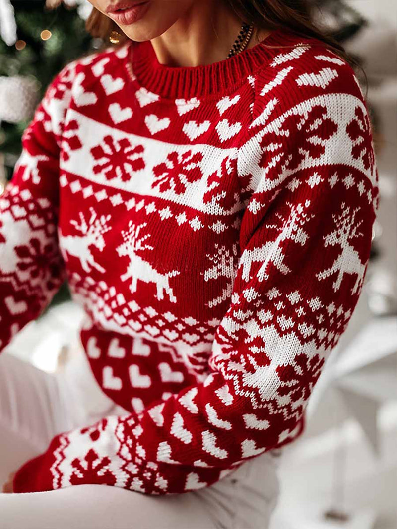 Stunncal Snowflake Moose Christmas Sweater