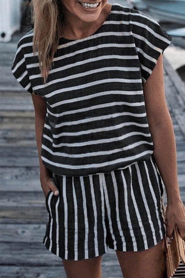 Striped Short Romper