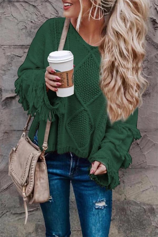 Long Sleeve Tassel Loose Sweater