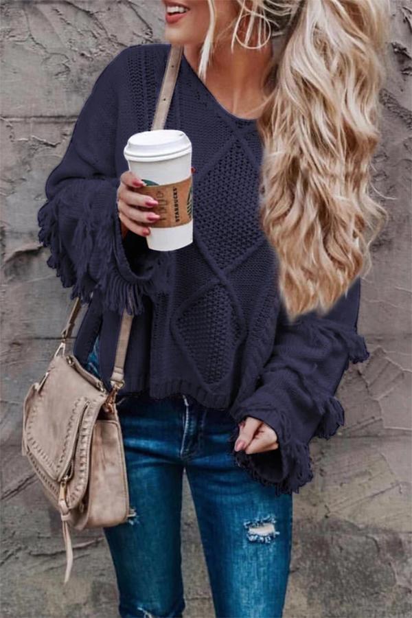 Long Sleeve Tassel Loose Sweater