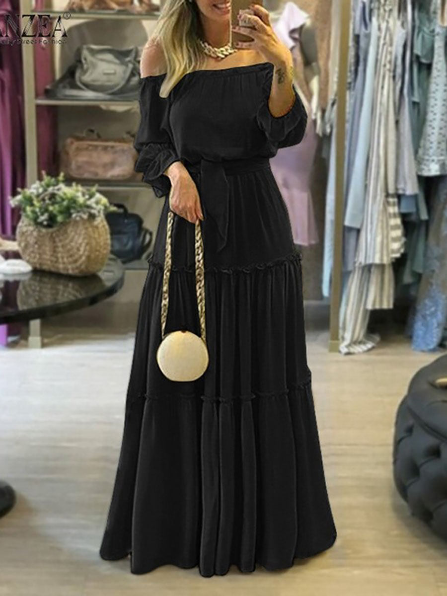 Stunncal Solid Color Laced Maxi Dress