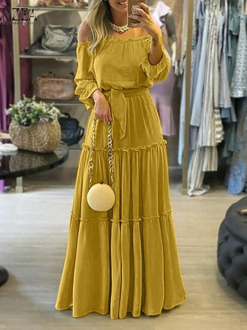 Stunncal Solid Color Laced Maxi Dress