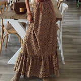 Stunncal Bohemian Print Short-Sleeved V-Neck Dress