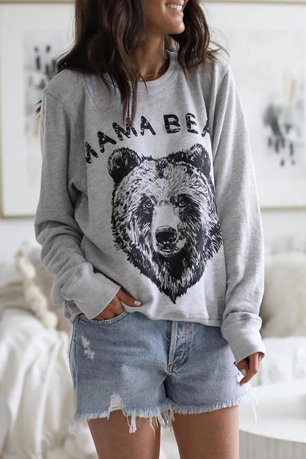 Stunncal Stylish Animal Print Round Neck Sweatshirt