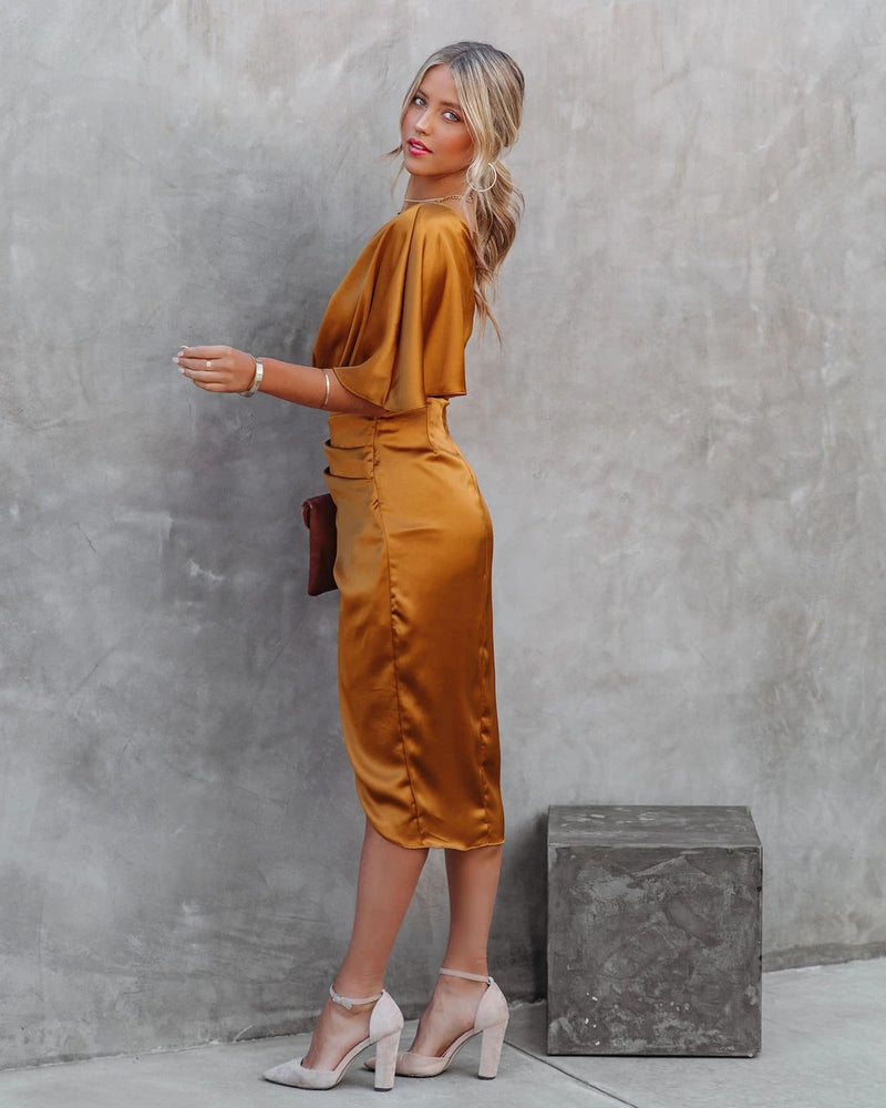 Stunncal One-Shoulder Irregular Skirt Dress