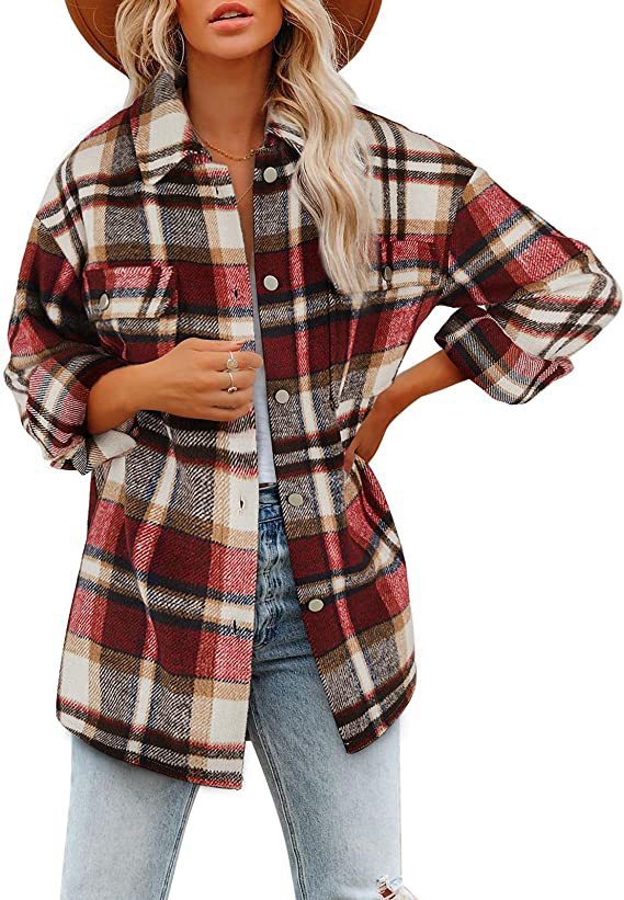 Stunncal Loose Plaid Shirt Coat