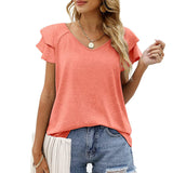 Stunncal Peach Heart Collar Ruffle T-Shirt(7 colors)