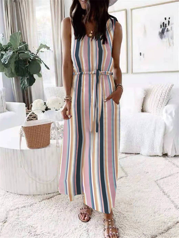 Stunncal Elastic Waist Sleeveless Casual Maxi Dress