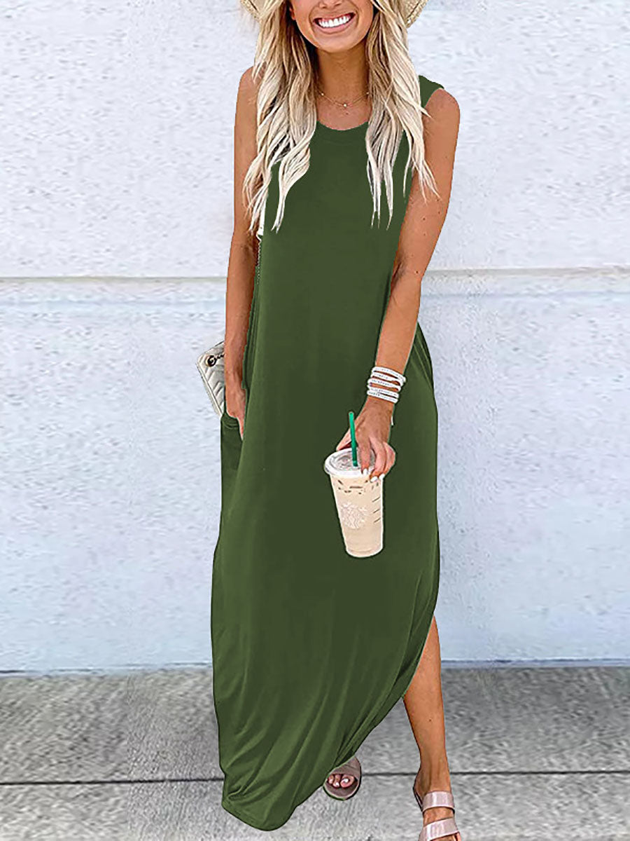 Stunncal Round Neck Sleeveless Gradient Color Dress