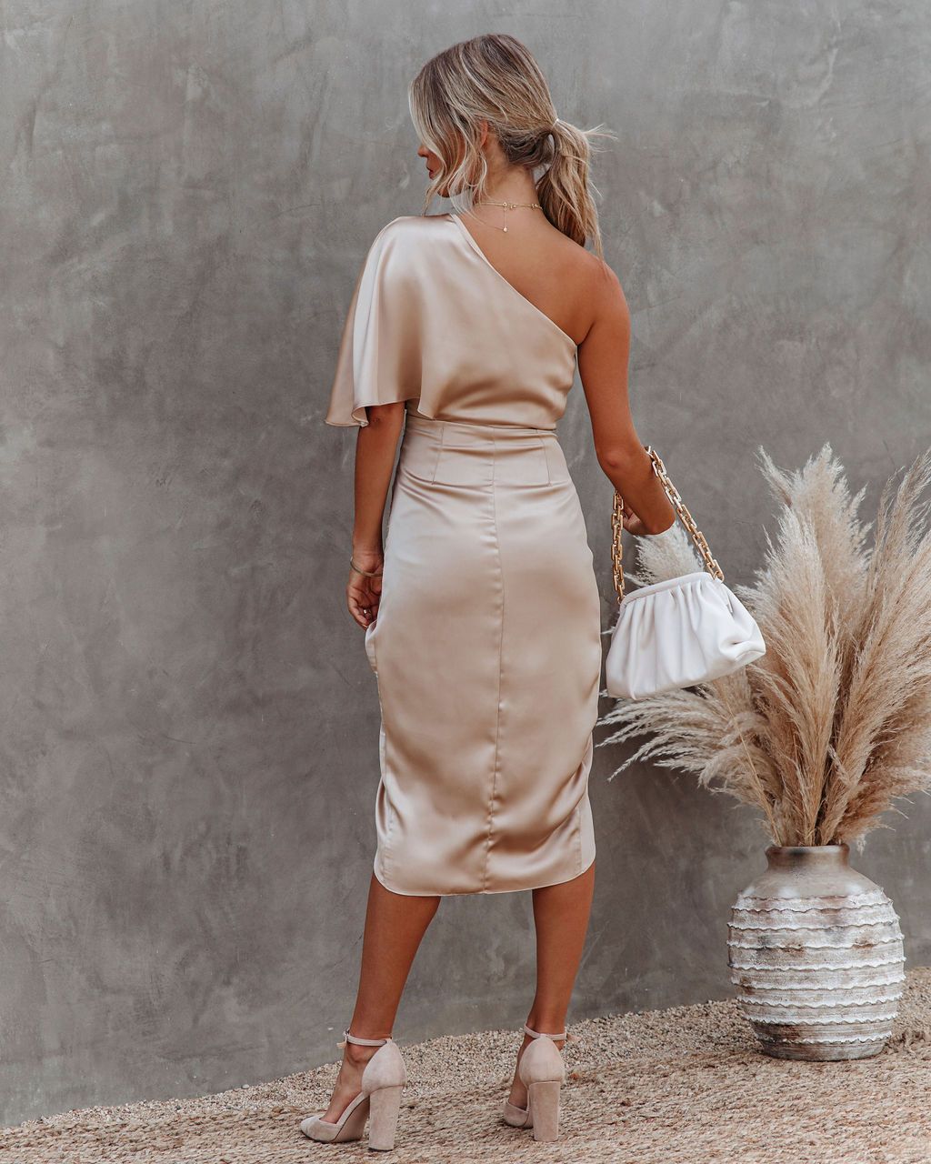 Stunncal One-Shoulder Irregular Skirt Dress