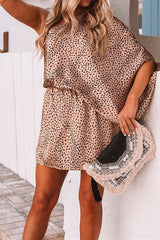 Stunncal One Shoulder Leopard Mini Dress