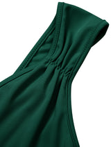Stunncal Celebrities Elegant Solid Solid Color V Neck Waist Skirt Dresses