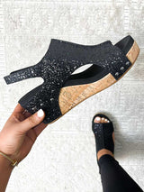 Stunncal Mid Heel Glitter Sandals