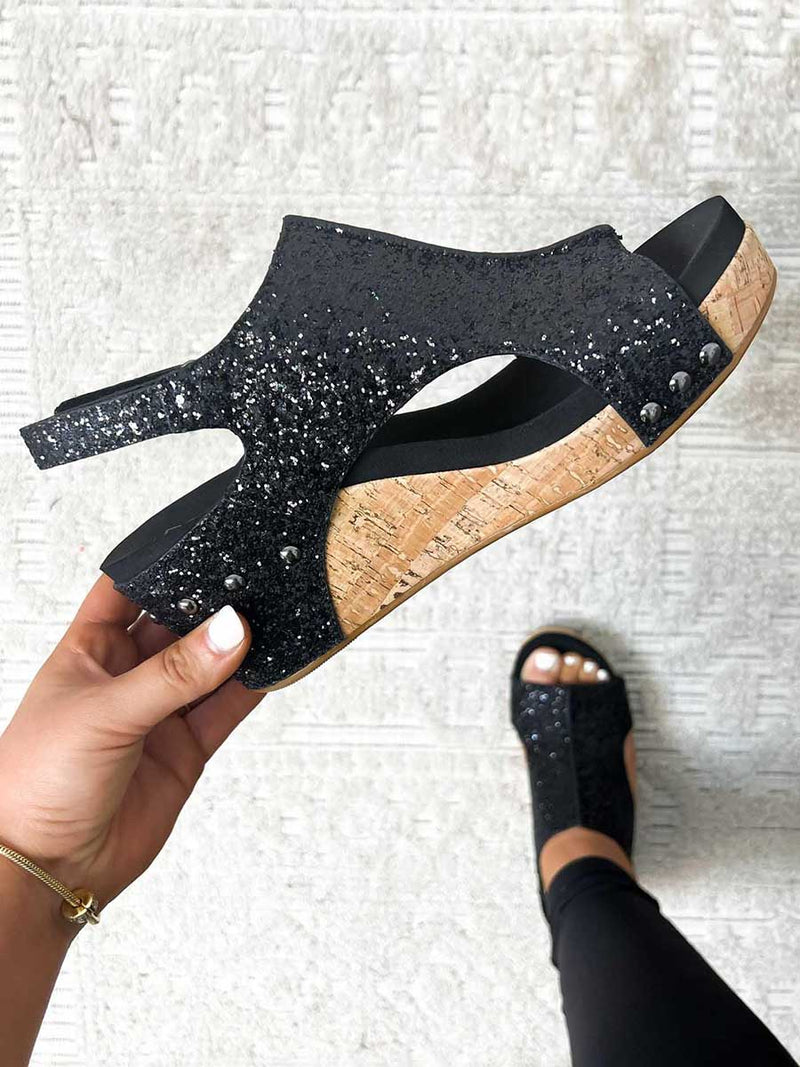 Stunncal Mid Heel Glitter Sandals