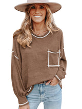 Stunncal Waffle Drop Sleeve Loose Casual Top（6 colors）