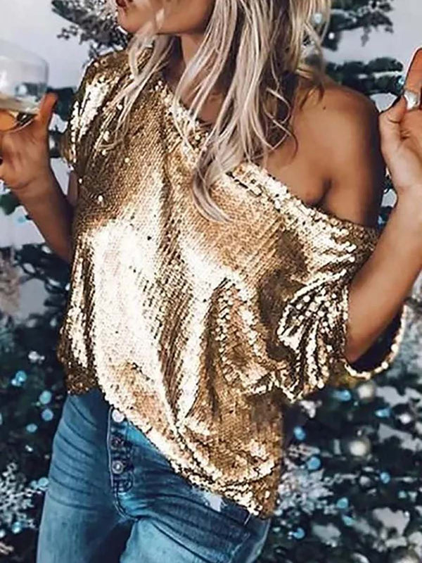 Stunncal Wine and Shine Sequin Top