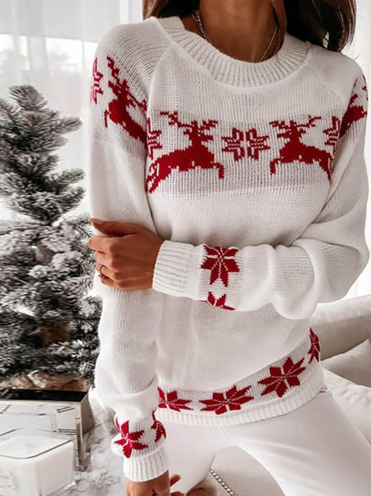 Stunncal Christmas Snowflake Long-sleeved Knitted Sweater